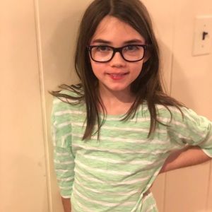 Cute old navy kids green and white striped shirt